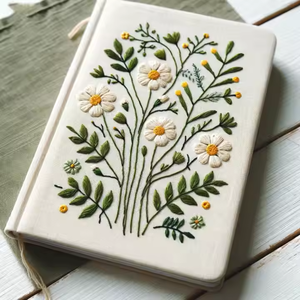 刺绣亚麻笔记本粉色玫瑰花个性化礼品手工日记本 - Product Image 4