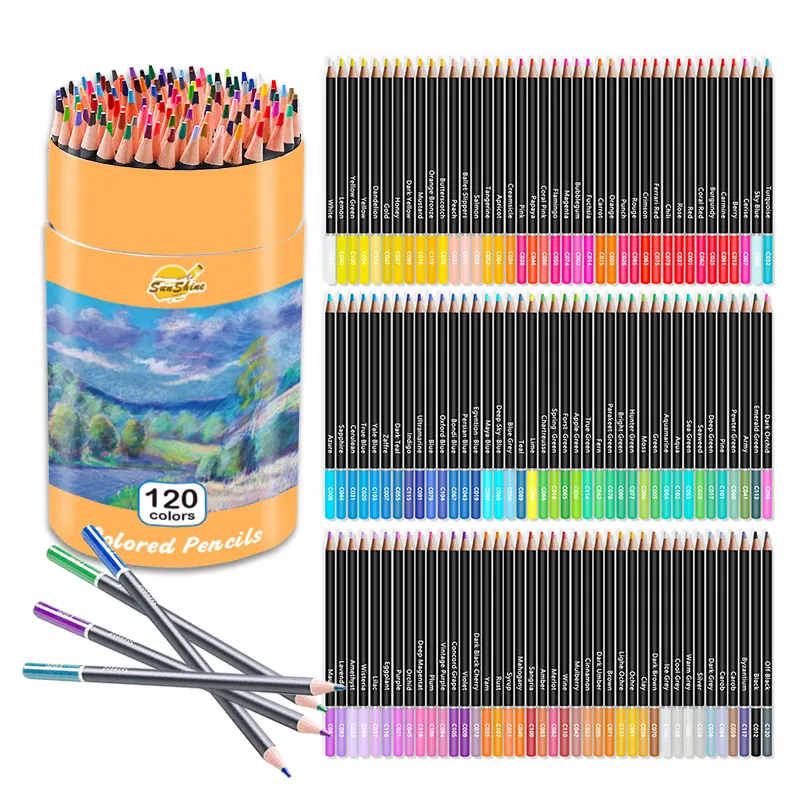Crayons de couleur naturels en bois d'école 120 personnalisés pour le dessin
