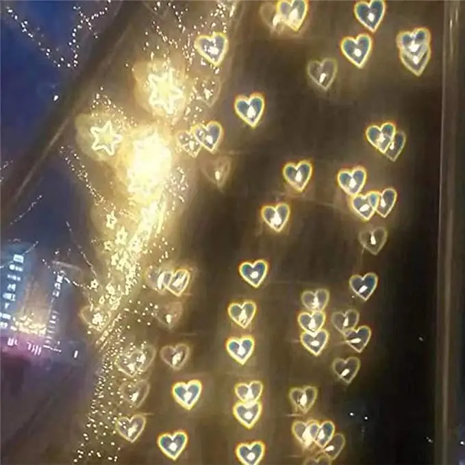DIY 러브 하트 회절 시트-재미있는 파티 달콤한 웨딩 레이저 쇼 심장 사진 찍기 15x15 cm 하트 불꽃 놀이 필름