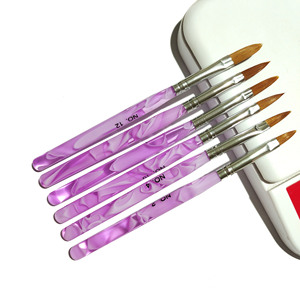 Professional <strong>7</strong> <strong>PCS</strong> Acrylic Nail Art <strong>Brushes</strong> Set 6pcs/Lot Purple Handle DIY UV Gel Makeup Tool Crimped Ferrule Nylon Material - Product Image 2