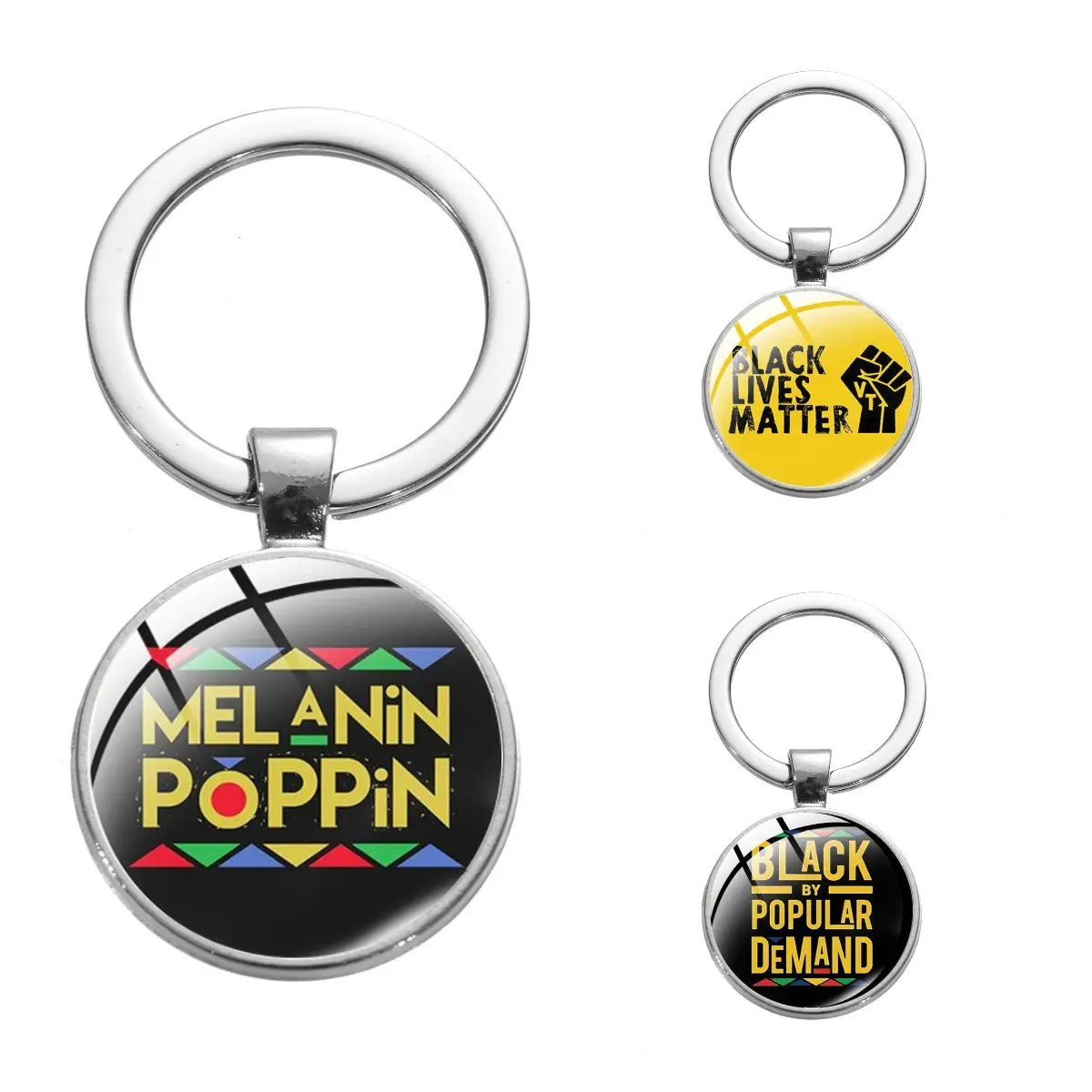 Porte-clés personnalisés en acier inoxydable, Logo personnalisé, vie noire, dyi Girl, Melanin, Poppin