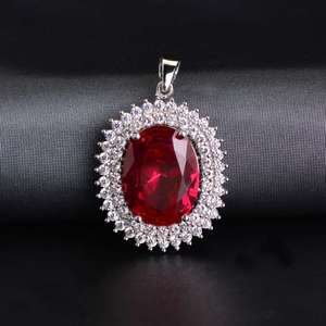 Avrupa ve amerikan mikro-set kan yakut kolye yaka zinciri, kırmızı safir garnet kolye abartılı büyük eg - Product Image 2