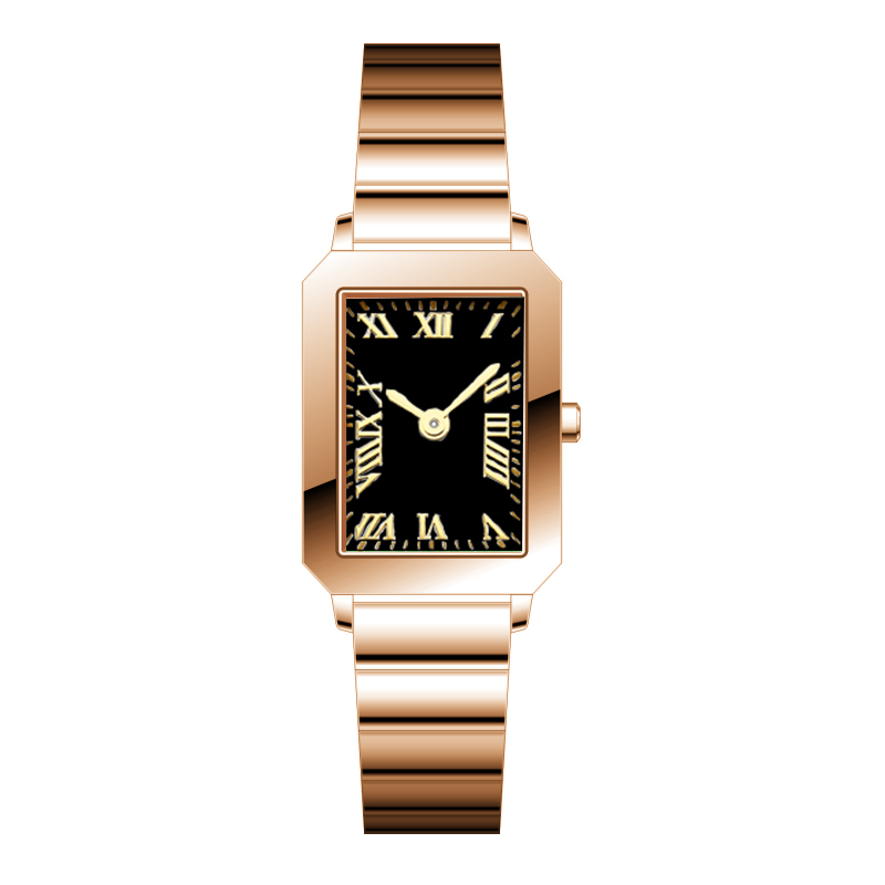 Gold with black simple women watch