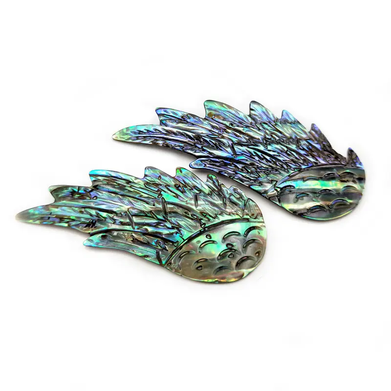 Venta caliente Natural Abalone Shell colgantes joyas alas de Ángel tallar encantos de piedras preciosas concha marina para collar