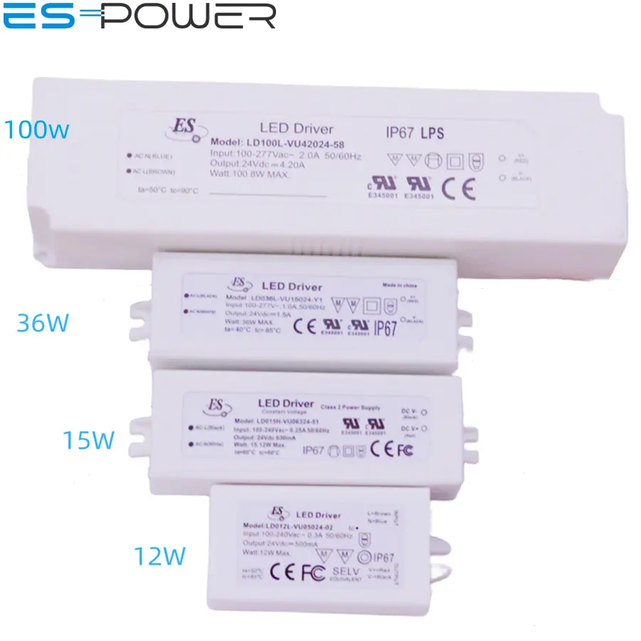 IP67 UL драйвер светодиодные водонепроницаемые электронные светодиодные полосы освещения, 50 Вт, 60 Вт, 12 В, 24 В, 36 В, 48 В, 2 А переменного тока, источник питания постоянного тока, светодиодный драйвер
