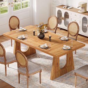 6-8人的大餐桌现代餐桌晚餐用黑色木腿矩形厨房餐桌 - Product Image 6