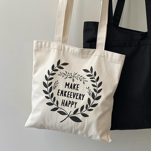 ¡Muestra gratis! Bolso de lona pesado plegable con cremallera Patrón de letras impresas Bolsillo interior Bolso de lona con estampado de colores - Product Image 1