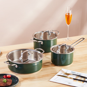 Màu xanh lá cây Đương Đại marwa không dính 16/18/24cm thép không gỉ nấu ăn chậu với kính nắp Calphalon Cookware Set - Product Image 5