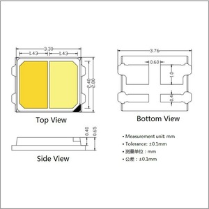 Iki renk sıcaklığı üst Led iki renkli Led 0.2w 0.5w Plcc 2835 Smd Led çift dalga boyu çift çip sıcak + soğuk beyaz - Product Image 5