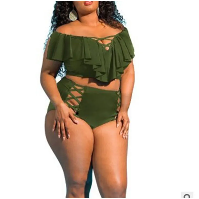 Vente chaude Mode Nouveau Design Imprimé Multi-corde Sexy Plus Size Deux Pièces Bikini Swimwearxxxxx