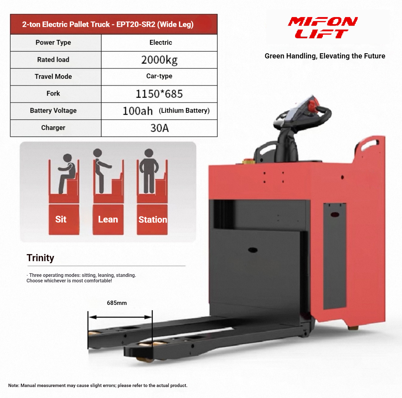 EPT20-SR2 2 tonnes 1150X540MM
