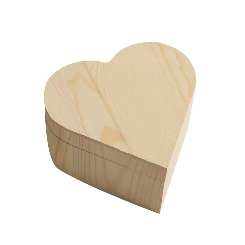 กล่องไม้ใส่ของขวัญแบบ DIY กล่องใส่สร้อยคอเครื่องประดับทำจากไม้รูปทรงหัวใจสำหรับบ้านโลโก้ออกแบบได้ตามต้องการ