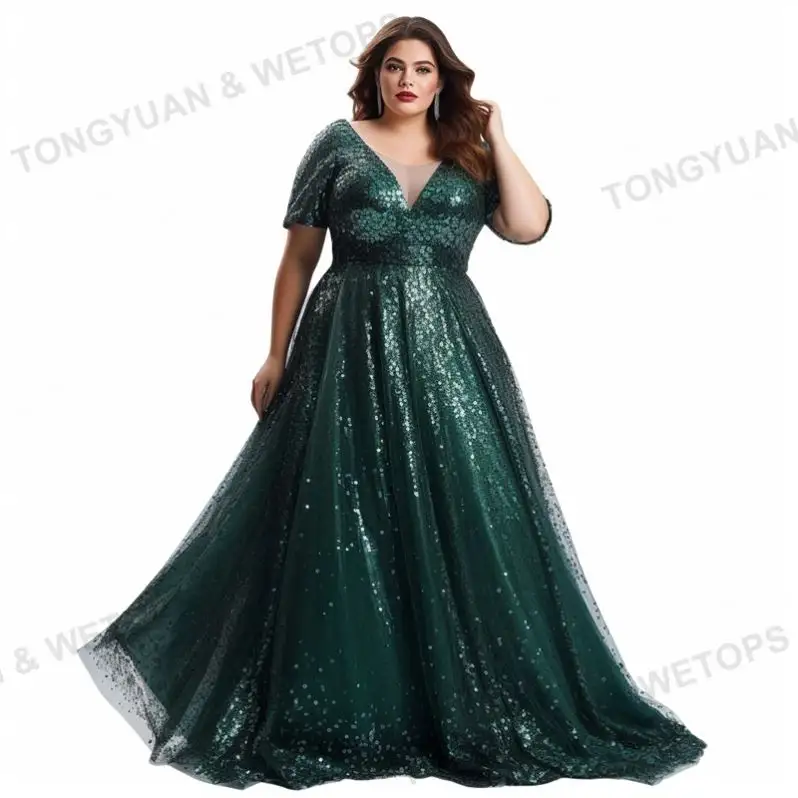 Plus Size Sequins Catholic Bride Prom Long Gowns Sexy Party And Evening Party Bridal Luxury Lady Elegant Women Dresses