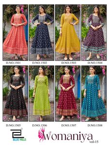 新系列人造丝Anarkali礼服，颈部刺绣，为女性准备批量制作Anarkali Salwar <span class=keywords><strong>Kameez</strong></span>