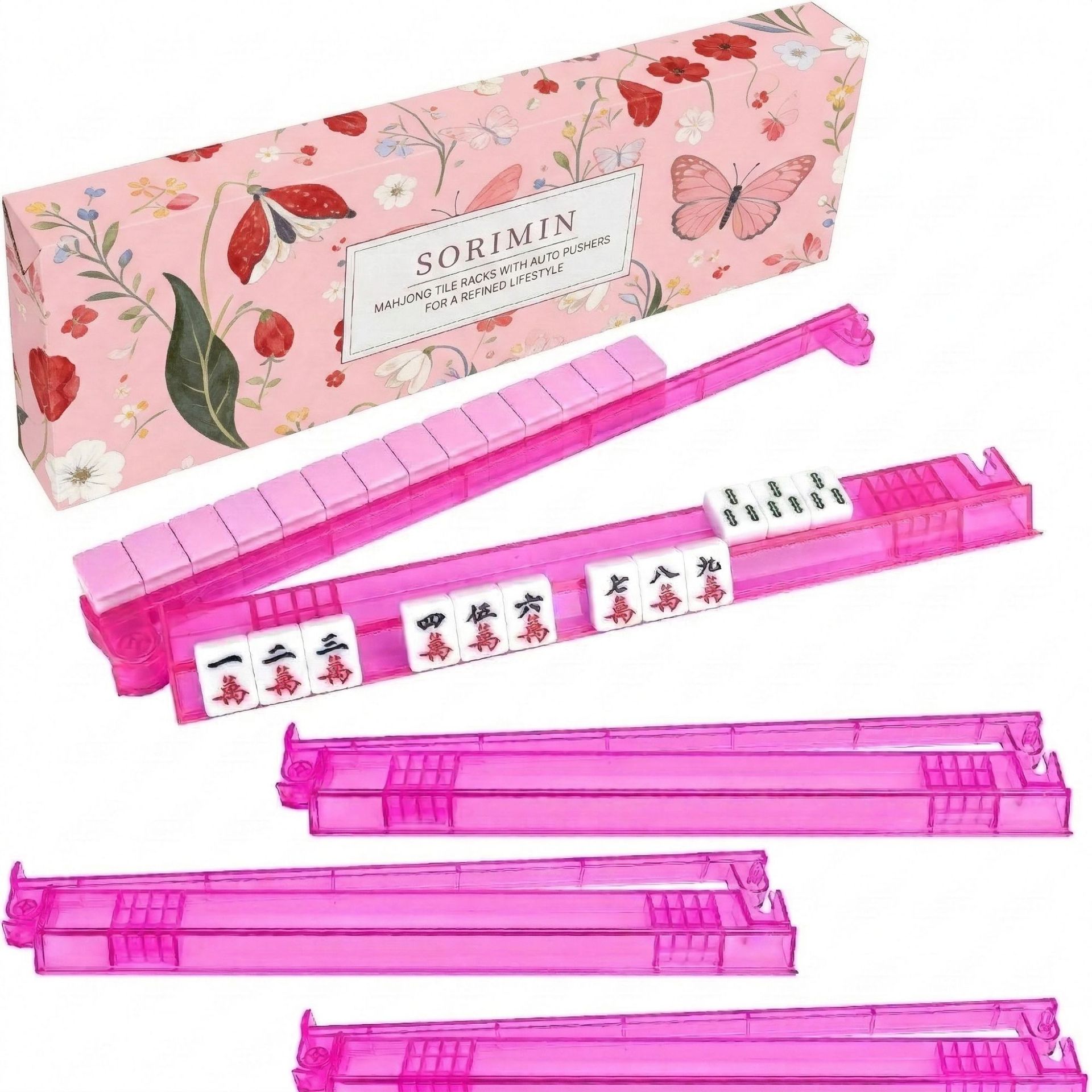 Règle à pousser pistil papillon rose 4-boîte en papier ordinaire