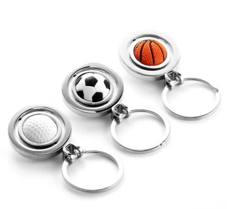 Fabrik Gummi drehbar Fußball Basketball Golfball Schlüssel bund für Sport geschenk
