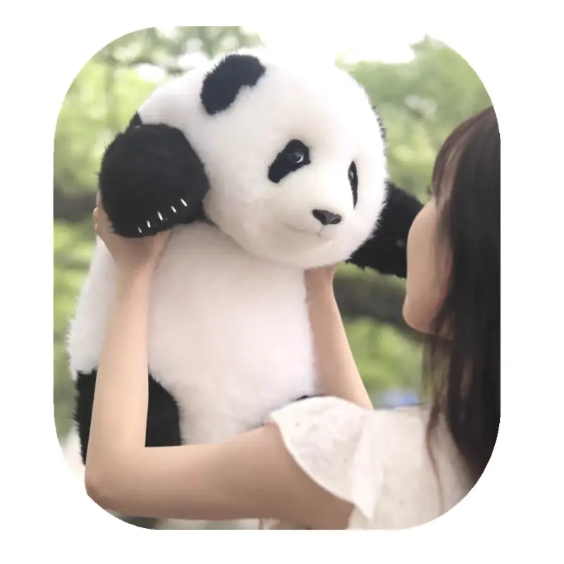 Mascotte personalizzata animali di peluche Panda carino Panda vera pelle di pecora panda cartoon