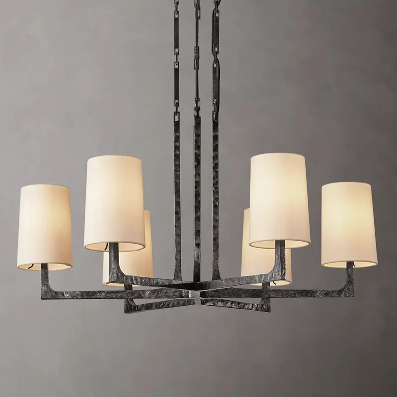 Sunwe Antique Latão Industrialstyle Luz Pingente com Tecido Estilo Home Decor Pendurar Lâmpada Modern Chandelier Luxo