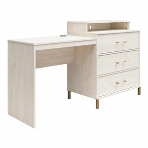 Dresser/Desk Combo with Wireless Charger and <strong>Three</strong> Drawers <strong>Computer</strong> Desk Writing <strong>Table</strong> with Steel Legs - Product Image 5