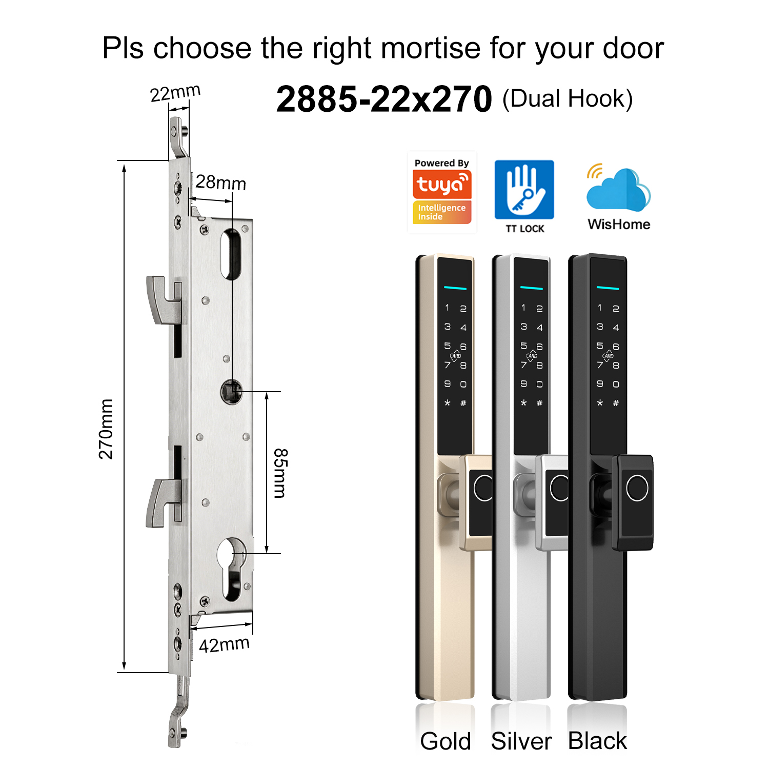 Short Handle with 2885 Dual-Hook Multi-Point Mortise(22x270mm)