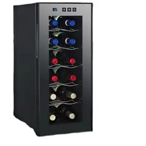 블랙 디지털 디스플레이 와인 쿨러 12 병 소형 전기 냉장고 소형 와인 냉장고 와인 캐비닛