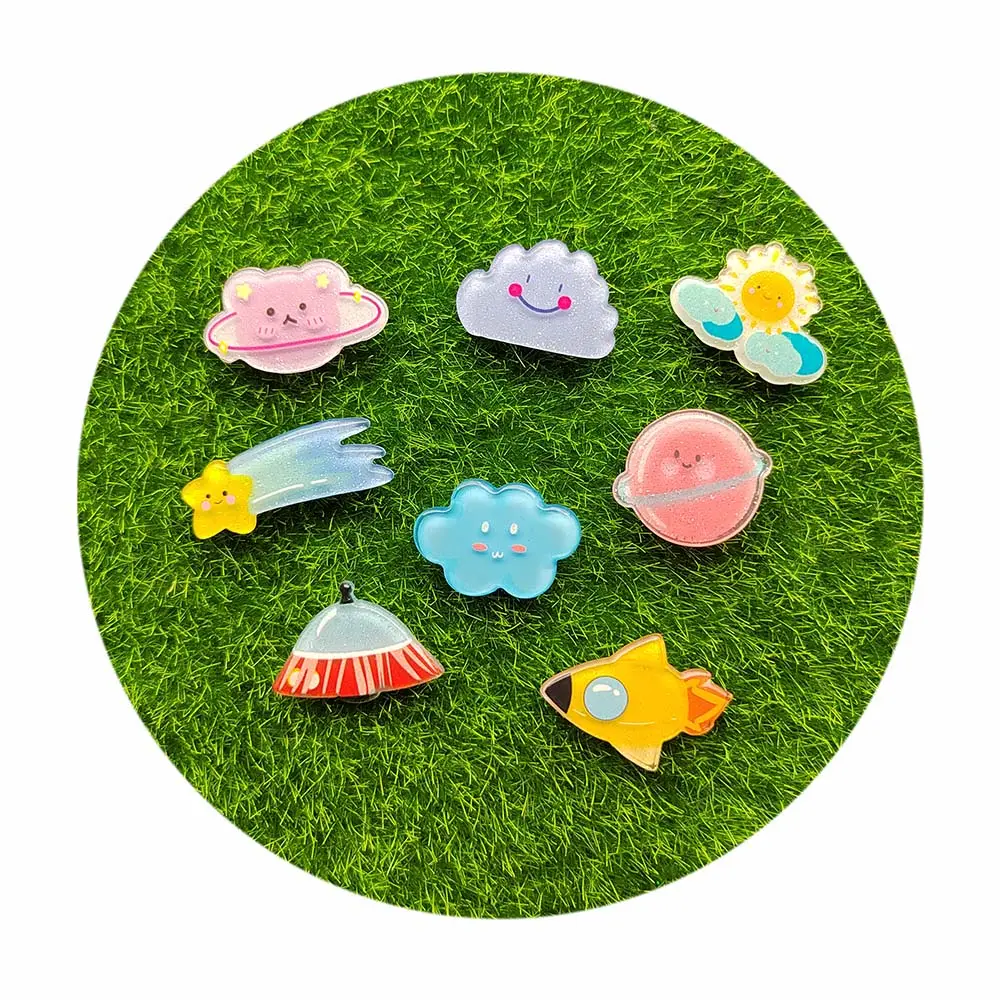 Uzay UFO roket reçine Resin chon Flatback Scrapbooking el sanatları DIY saç fiyonkları merkezi aksesuarları telefon süsü