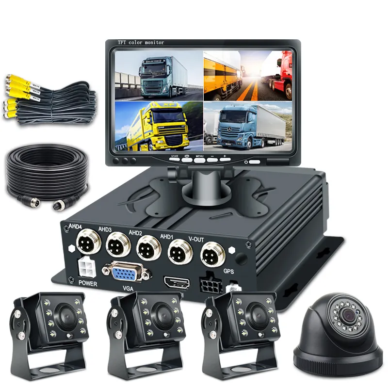 Fabricante fornecedor câmera dvr com função gps 4 canais, caixa preta para carro, gravação de áudio e vídeo, monitor mdvr, sistema dvr para caminhão, 7 polegadas