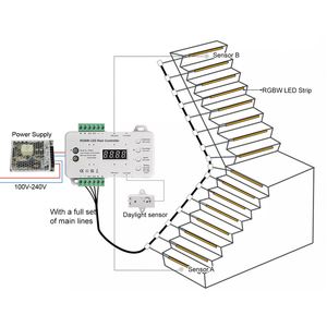 RGBWLED階段照明コントローラー12v24V昼光モーションセンサーストリップダイナミックメイン配線16ステップRGBWコントローラー - Product Image 4