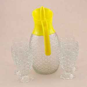 1500ml Glass Water Jar 180ml Cups for Tea Coffee <strong>Juice</strong> Jug with Carved Fish Strip Surface for Kitchen Use - Product Image 5