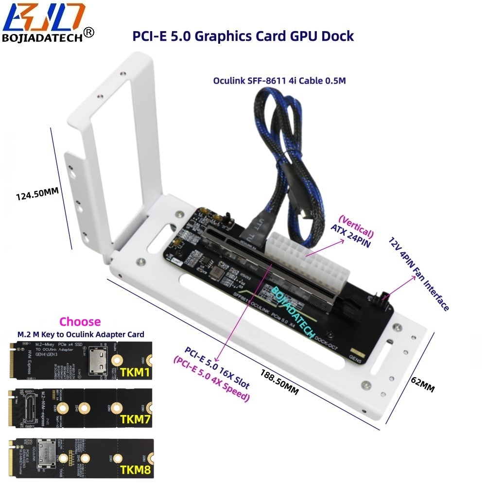 Station d'accueil GPU PCI-E5.0 X4-24PIN verticale blanche