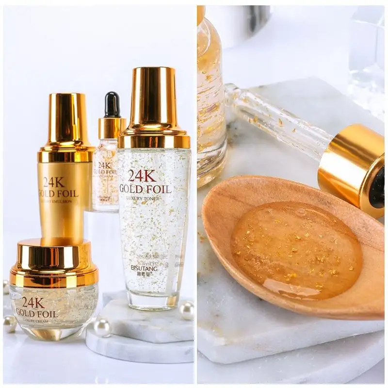 OEM prodotto di bellezza e cosmetici biologico 24K oro per la cura della pelle del viso idratante illuminante benefici Anti-invecchiamento