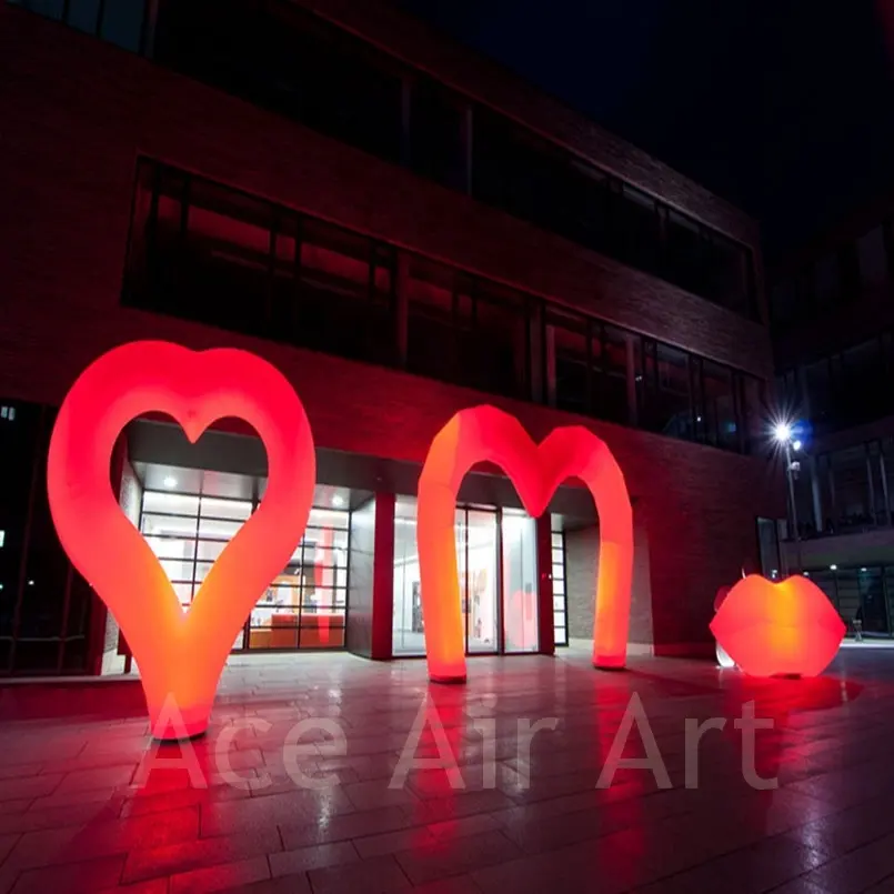 big decoration heart inflatable for party with led