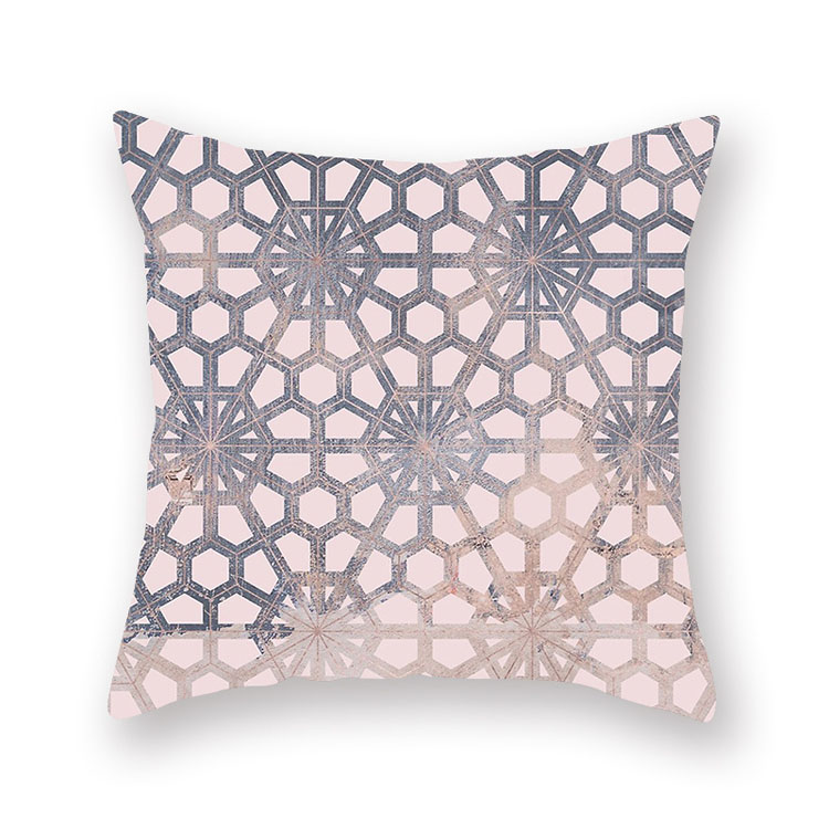 ins Nordic style rose gold pink peach skin velvet cushion cover geometric patchwork velvet cushion cover sofa seat cushion cover