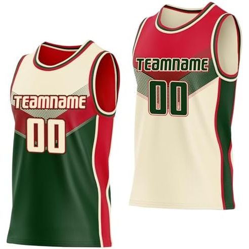 Cream and Dark Green and Red