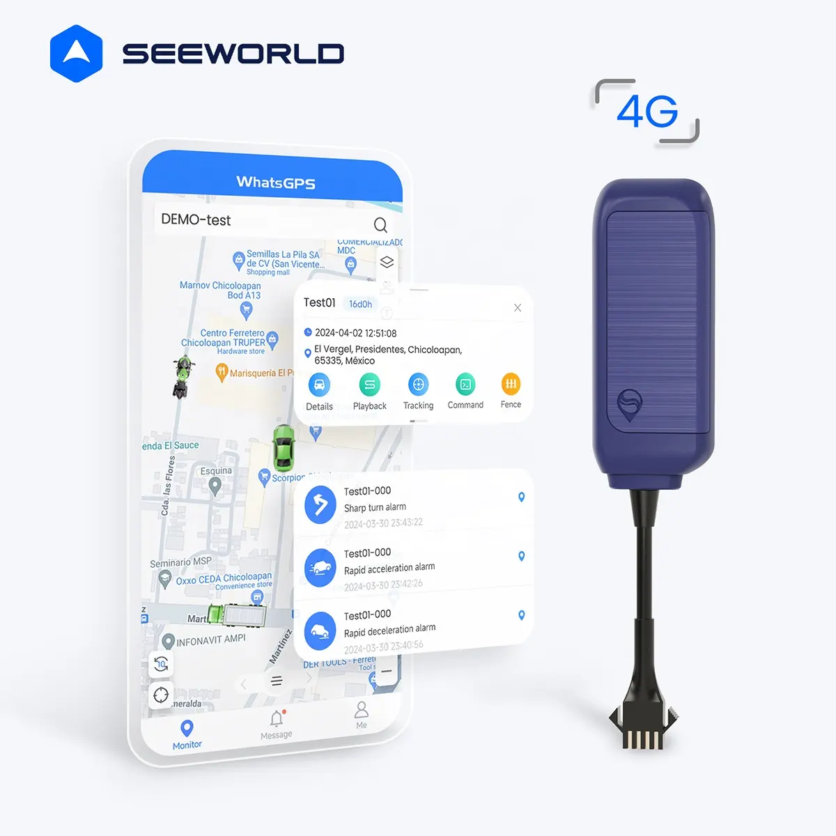 SEEWORLD Nuevo diseño Global GPS Tracking Voiture Engine Stop Cheap 4G Wired Vehicle Smart Tracker