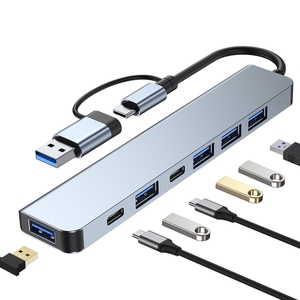 便携式7合1 USB 3.0和Type-C/usb-c转USB 3.0 2.0集线器适配器扩展坞 - Product Image 1