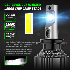 Fateeye F7 oto H11 Foco Led H4 H7 işık aksesuarları Canbus Bombillo Led H4 ampul araba far kiti Led H4 - Product Image 2
