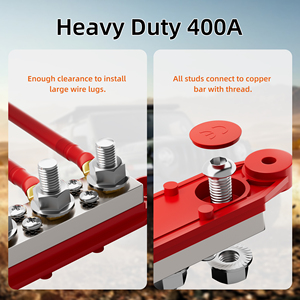 Ağır 400A M10 DC bara 4X3/8''Post(M10) 6X #8 vida pozitif ve negatif çifti 304 paslanmaz çelik Terminal bloğu bara - Product Image 5