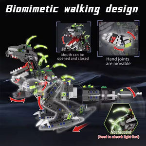 Neues Design Diy Programmier bare Bausteine Set 2.4g Fernbedienung Walking Dinosaur Robot Toy - Product Image 4