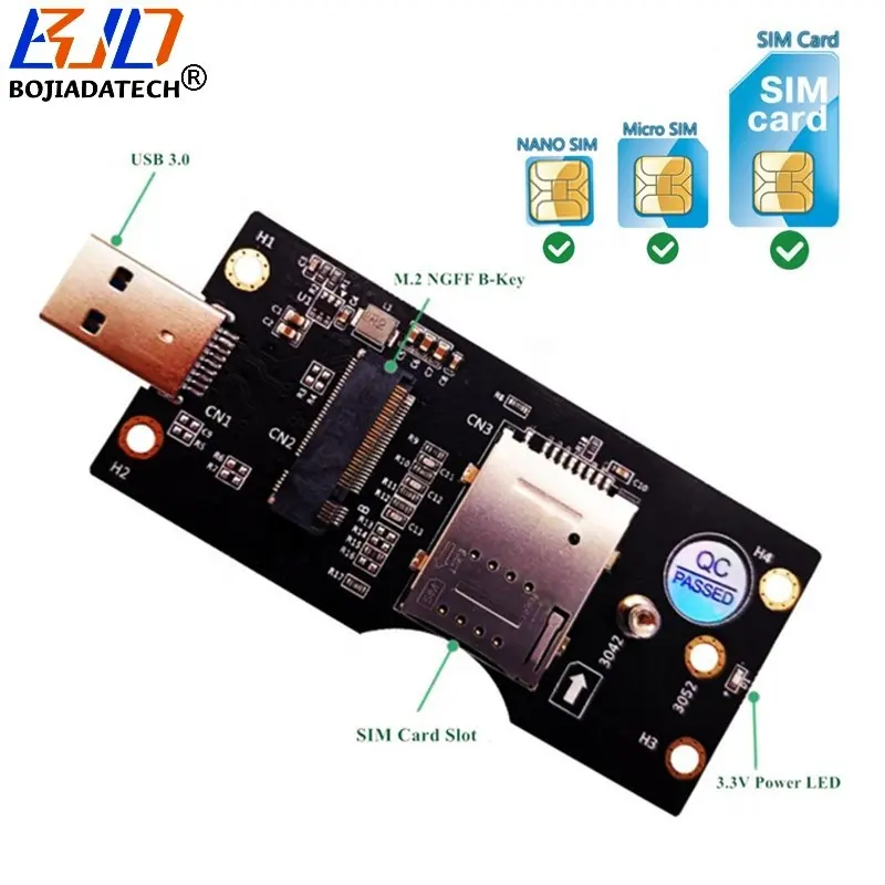 Conector USB 3,0 a NGFF M.2 M2 Tarjeta adaptadora inalámbrica con ranura B-Key con 1 ranura SIM para módem 5G 4G WWAN LTE GSM