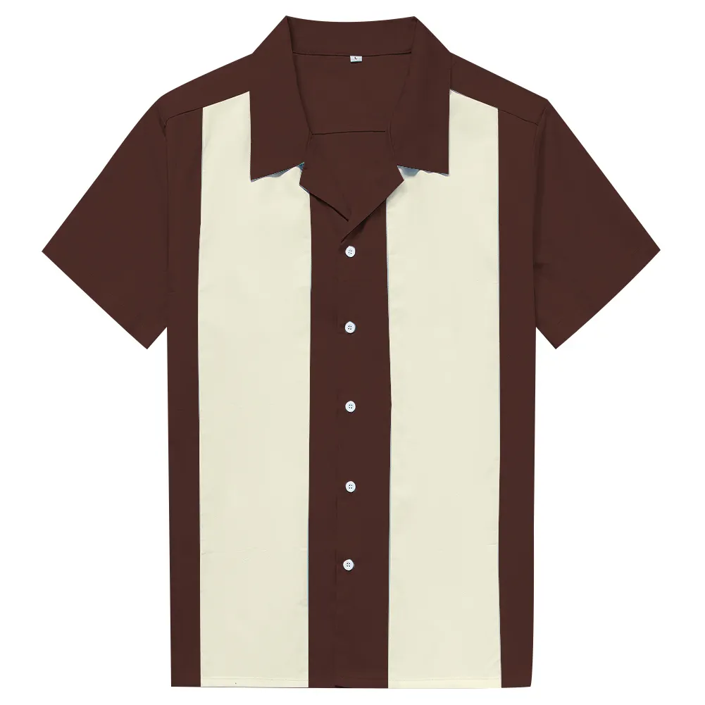 Aangepaste Evenementen Uniform Kaneel Ivoor Man Bowling Shirt Katoenen Shirt