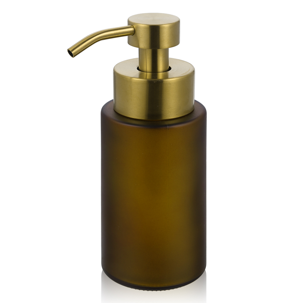 Flacon ambré givré + Pompe à lotion dorée