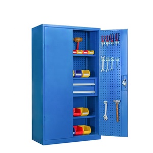 Ağır metal takım dolabı kapı örgü dahili dört katmanlı tahta garaj Metal takım dolabı mutfak arabası arabası - Product Image 2