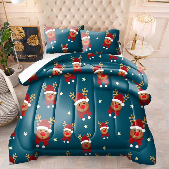 Selimut ukuran King Quilt mikrofiber katun desain kustom Set selimut tempat tidur dengan sarung bantal