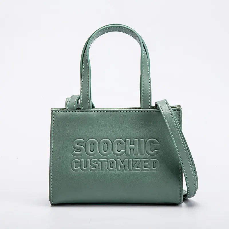 Özel LOGO Tiff herhangi bir mavi deri Mini çanta omuz çantaları ile kabartmalı logosu, deri Mini çantalar çanta omuz çantaları