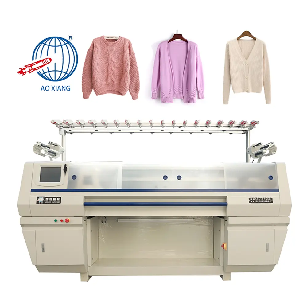 Máquina de fabricación de suéter de cuello de ropa interior de punto plano sin costuras computarizado fácil de operar