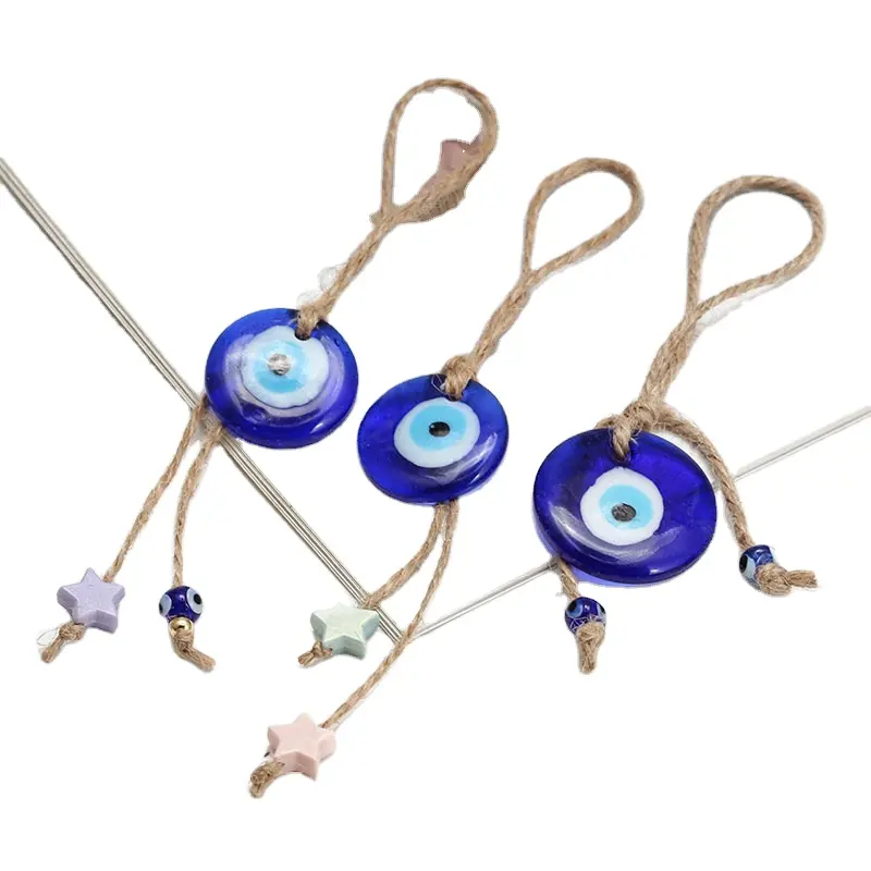 Mavi göz kenevir halat schoolbag kolye türkiye tarzı mavi gözler araba anahtarı kolye mavi gözler dekoratif hediye anahtarlık kolye