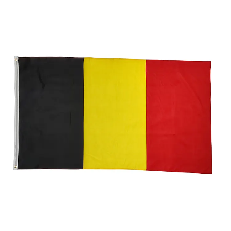 โพลีเอสเตอร์ 68D ยอมรับการพิมพ์วัสดุแบบกําหนดเอง การพิมพ์สกรีนซิลค์สกรีน 3X5ft ประเทศโลก ธงชาติเบลเยียม
