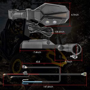 发光二极管utv越野侧视镜套件侧视镜白色 + 绿色 + 黄光重定向 - Product Image 4