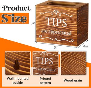 Ahşap ipuçları toplama kutusu kova para saklama kabı öneri kutusu çekiliş para kutusu - Product Image 5